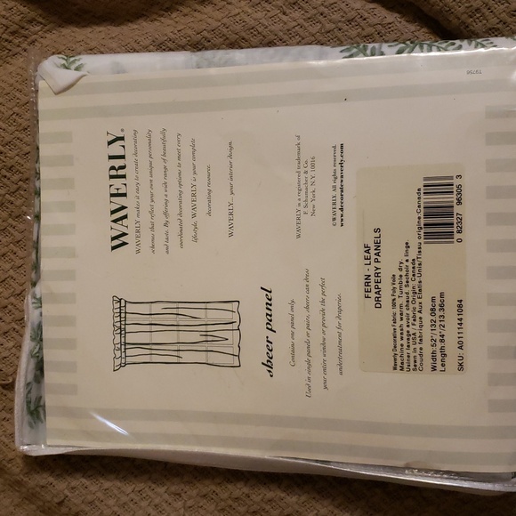 Waverly Sheer Panel Curtain Ferns 52x84 this Listing Contains 2 Panels - Picture 3 of 4